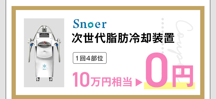 Snoer 次世代脂肪冷却装置 1回4部位 10万円相当0円